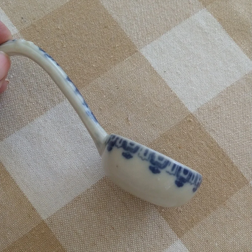 Antique transferware blue and white porcelain spoon china 5